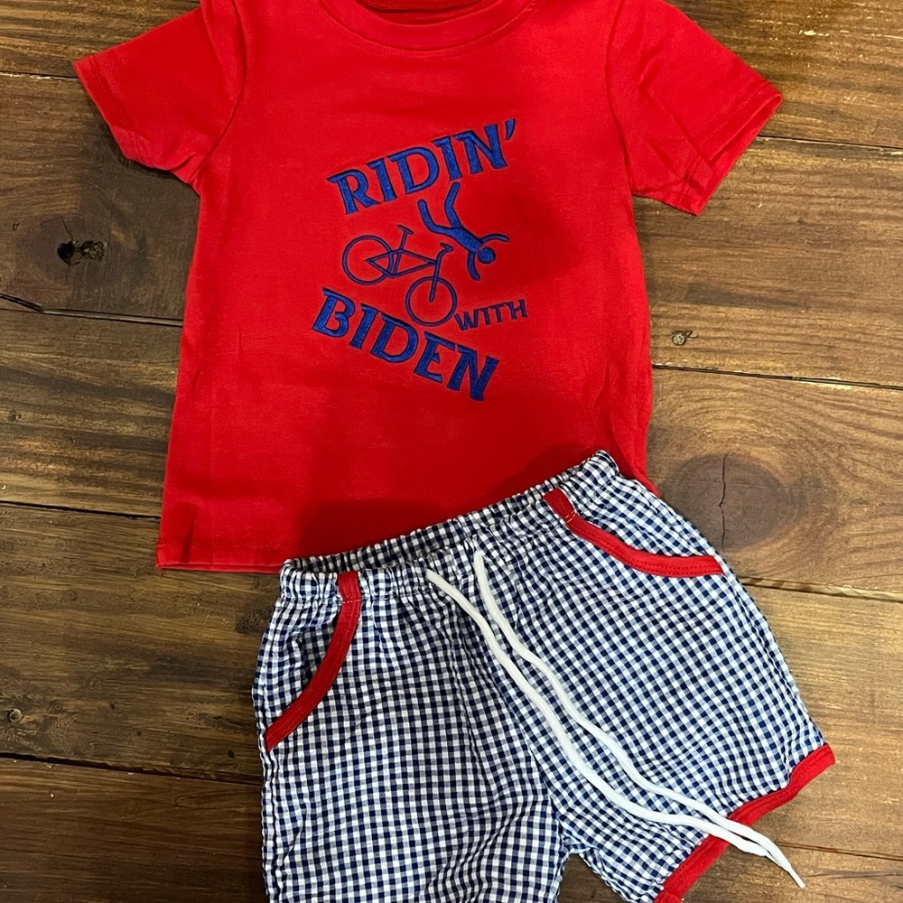 Ridin with Biden bike crash funny boutique shorts set new